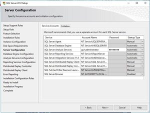 domain name and administrator account