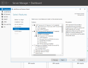 installing framework features in windows server