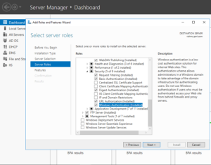 installing security role in windows server